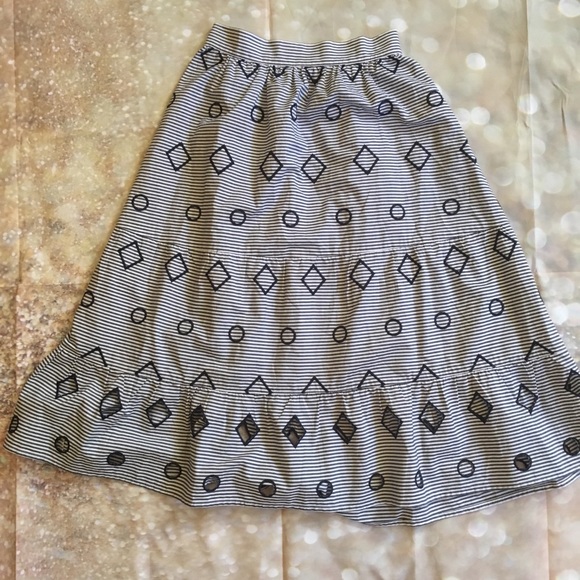 Madewell Striped Embroidered Midi Skirt XXS - Picture 5 of 8